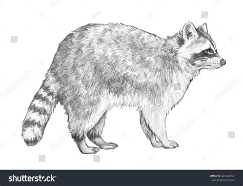 Cute Raccoon Sketch Hand Drawn Pencil Stock Illustration 443069902 ...