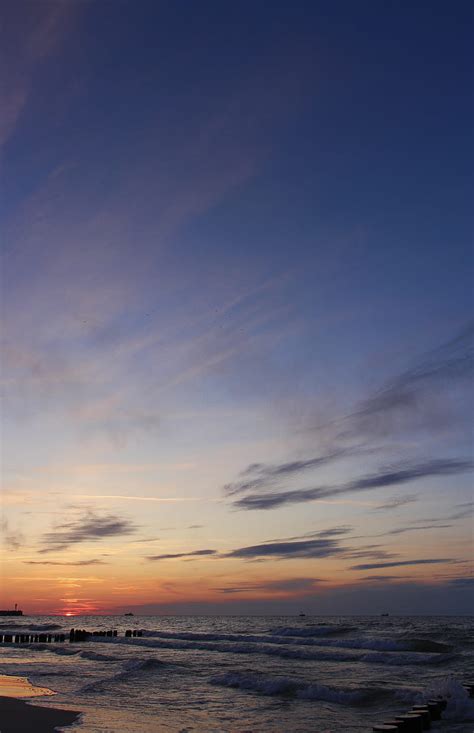 Sea Beach Sunset Dusk Waves Hd Phone Wallpaper Peakpx