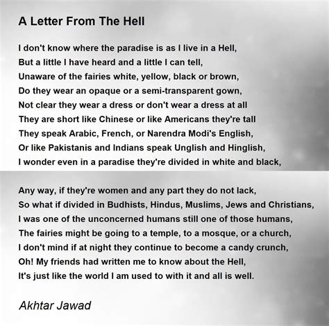 A Letter From The Hell - A Letter From The Hell Poem by Akhtar Jawad