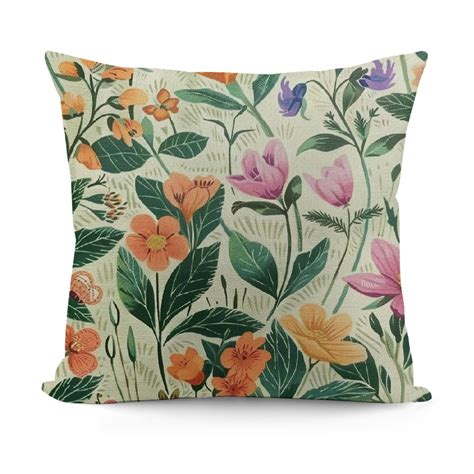 Creowell Spring Floral Pillow Covers 18x18 Inch Watercolor Pink Flowers