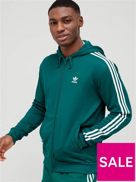 Adidas Originals 3 Stripe Full Zip Hoodie Green Uk