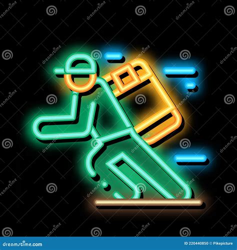 Delivery Express Courier Big Parcel Neon Glow Icon Illustration Stock