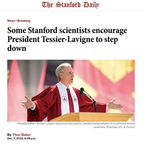 The Stanford University president is under investigation, and student ...