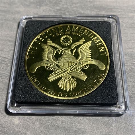 2nd Amendment Challenge Coin Right To Keep And Bear Arms New Gold Pl With Case