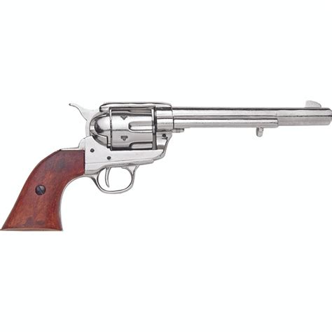 Old West Replica M1873 Nickel Finish Cavalry Single Action Revolver Non Firing Gun Collectors