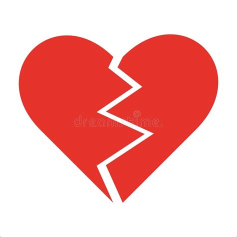 Red Heart Broken To Two Pieces Vector Illustration Icon Or Logo Broken Heart Concept Breakup