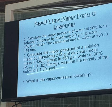 Solved Raoults Law Vapor Pressure Lowering 1 Calculate The Vapor