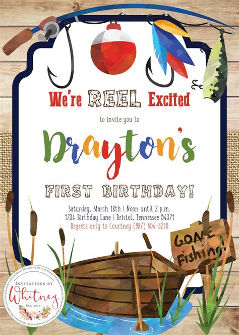 Fishing Birthday Invitation Gone Fishing Invitation Reel Excited