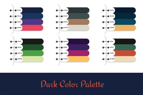 6 DIFFERENT DARK COLOR PALETTES 13225464 Vector Art at Vecteezy