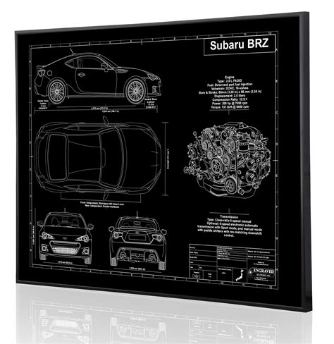 Subaru Brz Personalized Blueprint Laser Engraved Wall Art Etsy