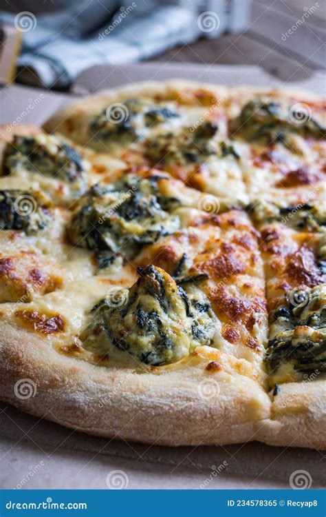 Creamy Spinach Dip Pizza Stock Image Image Of Fast 234578365