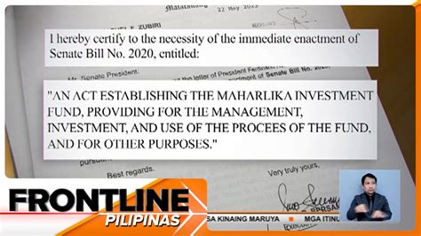 Maharlika Investment Fund Bill Pina Certify As Urgent Ni PBBM