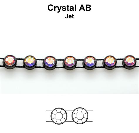 Swarovski Crystal Ab Ss Rhinestones In Black Plastic Banding Glitz