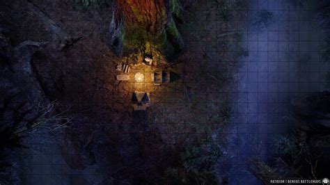 Dark Forest Camp [animated Battlemap] [32x18] [120px Per Square] [gridded] [3d Rendered] [oc