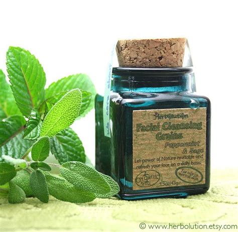 Organic Peppermint Sage Facial Scrub In Recycled Glass Jar