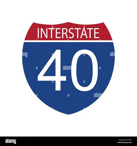 Vector Illustration Interstate Highway 40 Road Sign Icon Isolated On