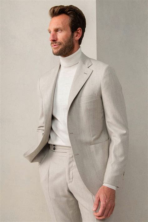 How To Wear A Turtleneck Green Turtleneck Light Grey Suits Brown