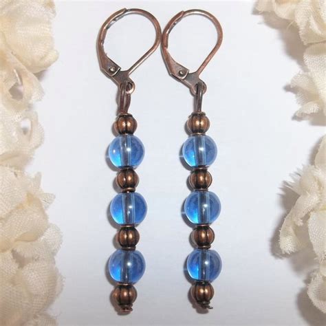 Wvluckygirl Jewelry Long Blue And Copper Boho Beaded Dangle Earring