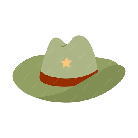 Premium Vector | Cute hand drawn cowboy hat sheriff hat with star in ...