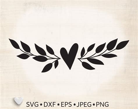 Branch Svg Laurel Leaves Svg Heart Wreath Svg Floral Border Etsy