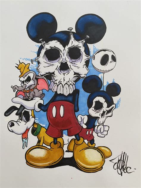 Skulls And Disneys Drawing By Benjamin Lavoyer Artmajeur