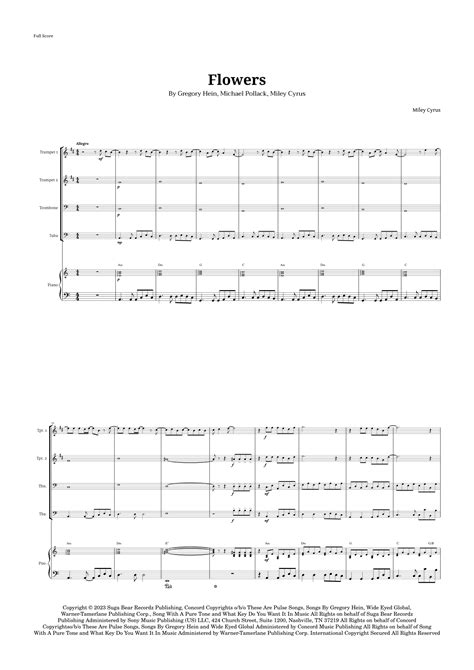 Flowers Arr Langanho By Miley Cyrus Sheet Music For Brass Ensemble At Sheet Music Direct