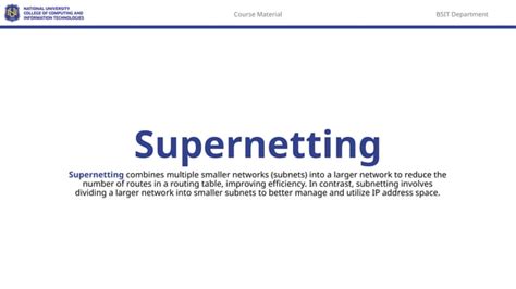 Subnetting Supernetting And Vlans Pptx