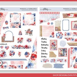 Patriotic Journaling Sticker Kit Th Of July Deco Stickers Planner