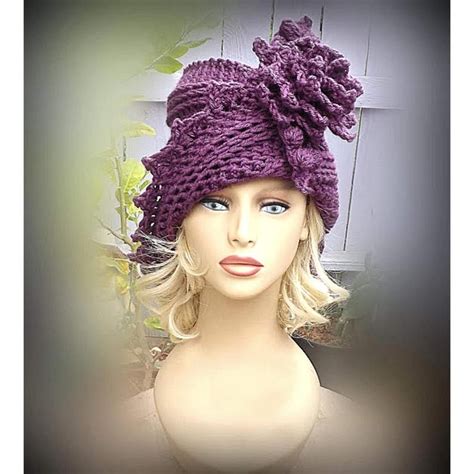 Funky Hats Women Lauren Crochet Cloche Hat With Flower Etsy Crochet Hats Free Pattern Ladies