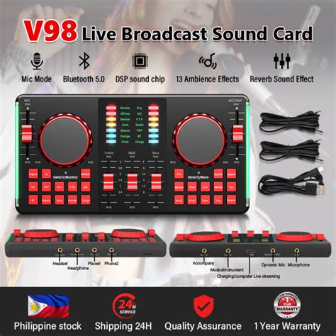 WEITI Professional Audio Interface V98 Sound Card Mixer USB SoundCard