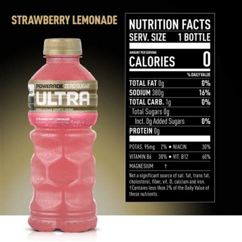 Powerade Ultra Zero Sugar Strawberry Lemonade Electrolyte And Vitamin Sports Drink With Creatine