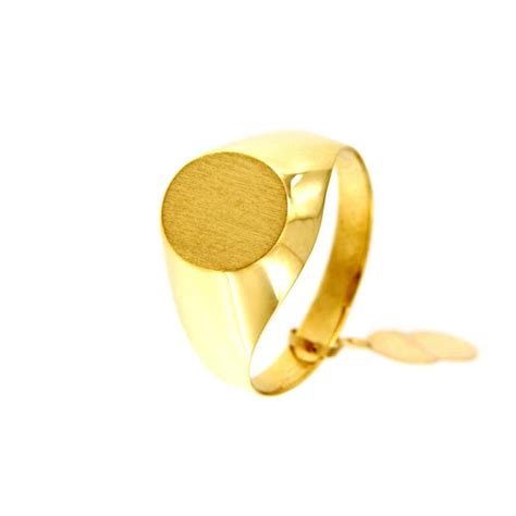 Anello Oro Giallo Chevalier Ovale Semi Satinato Mis