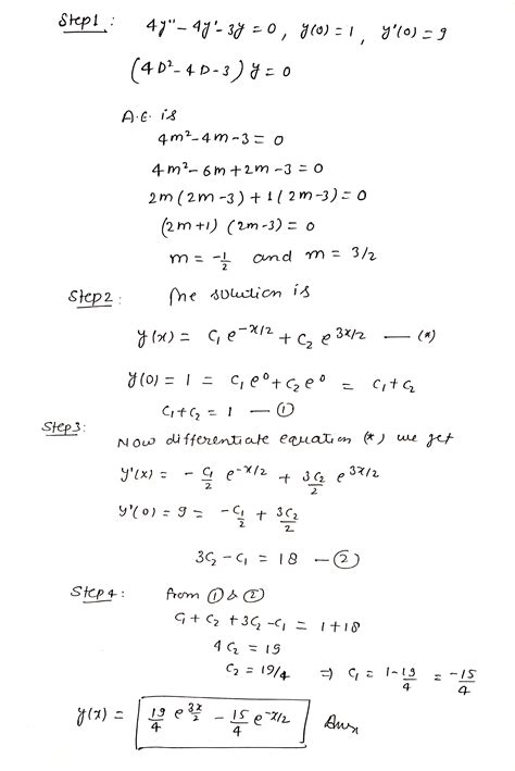 Solved Solve The Given Initial Value Problem 4y 4y 3y 0 Course Hero