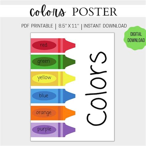 Colors Poster Educational Prints Educational Posters for - Etsy