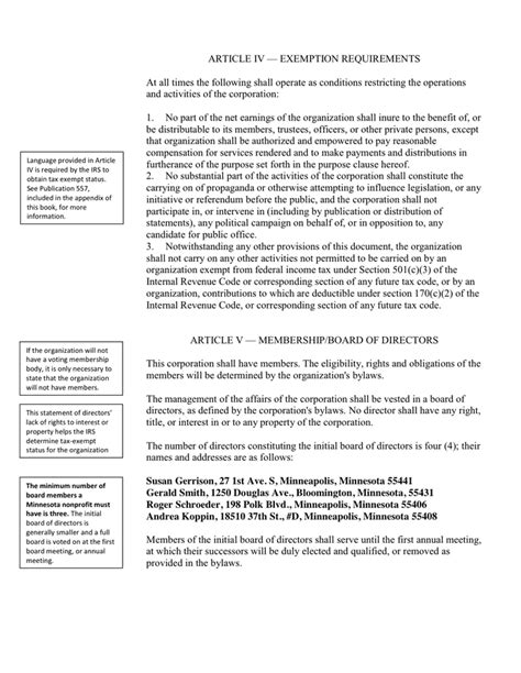 Articles Of Incorporation For Nonprofit Corporation In Word And Pdf