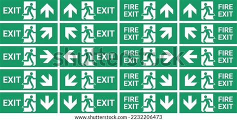 Green Exit Fire Exit Signs Stock Vector (Royalty Free) 2232206473 ...