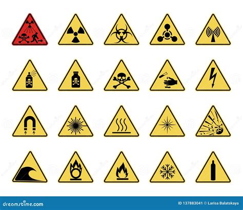 Muestra Del Peligro Conjunto De Muestras De Peligro Amonestadoras Triangulares Ilustración Del