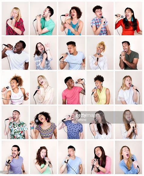 Group Portrait Of People Singing Into A Microphone Pose Reference