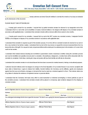 Application For Permission For Cremation Fill Online Printable