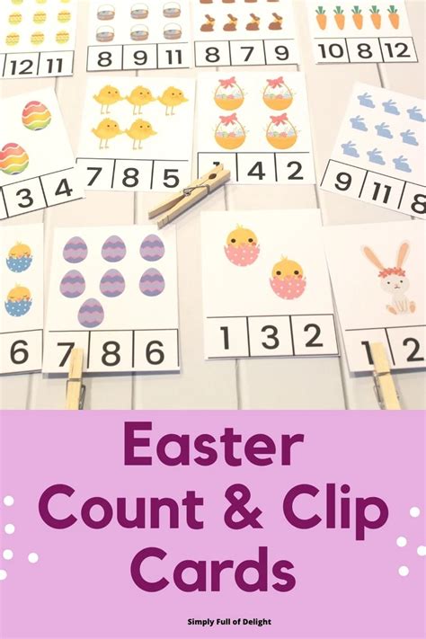 Easter Count Clip Cards Montessori Math Printable Homeschooling Counting Clip Cards