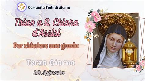 Triduo A S Chiara D Assisi Per Chiedere Una Grazia Speciale Giorno 3