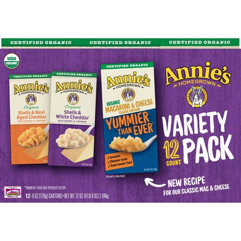 Annies Homegrown Macaroni And Cheese Variety Pack 12 Count 6 Oz