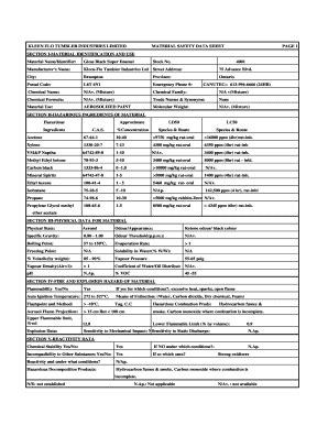 Fillable Online Kleen Flo Tumbler Industries Limited Material Safety