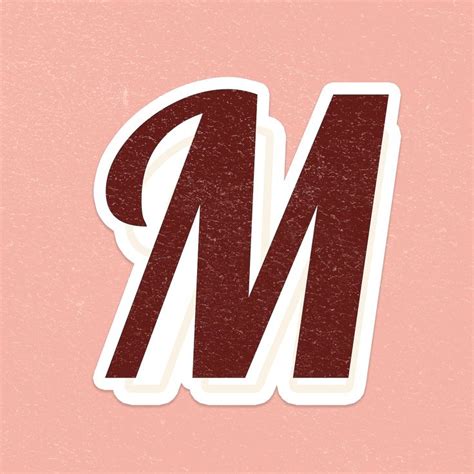 The Letter M Is Made Up Of Red And White Stickers On A Pink Background