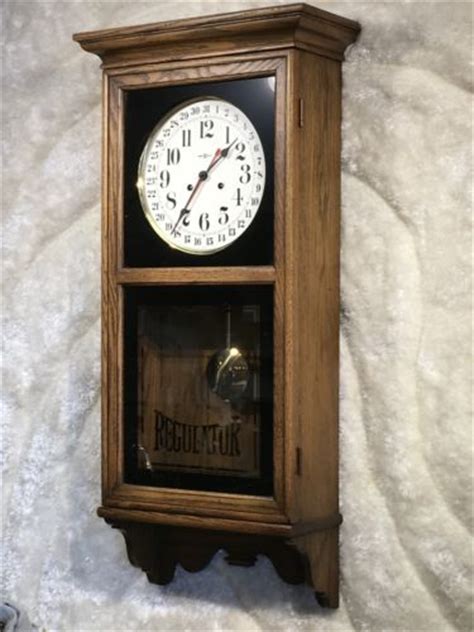 Vtg Antique Large Regulator Howard Miller Usa Wall Clock With Calendar Working Antique Price