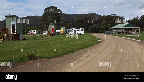 Huon Valley Caravan Park on Tasmania Stock Photo - Alamy