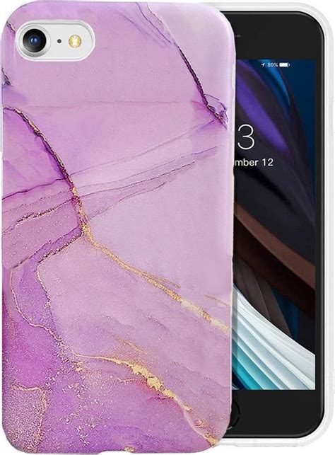 Marmeren Iphone 7 Iphone 8 Hoesje Met Camerabescherming Purple