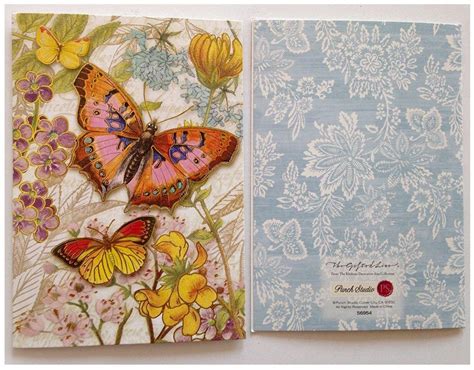 pUNCH sTUDIO Set of 10 Note Cards in Envelope Box - Botanical Butterfly ...