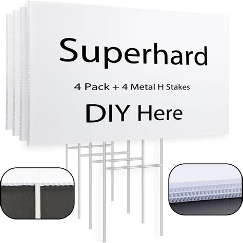 Durable Blank Corrugated White Yard Sign Kit Includes 10 Of