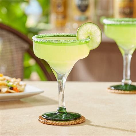 Bulk Margarita Glasses With Green Rim 12 Case